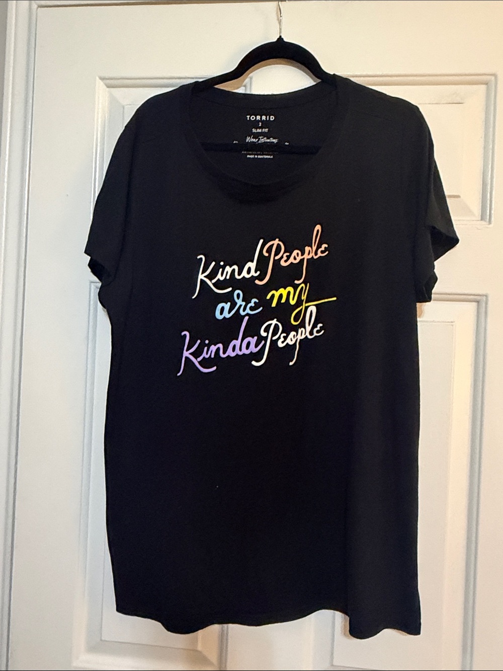 torrid Black Tee with Rainbow Script 'Kind People Are My Kinda People'